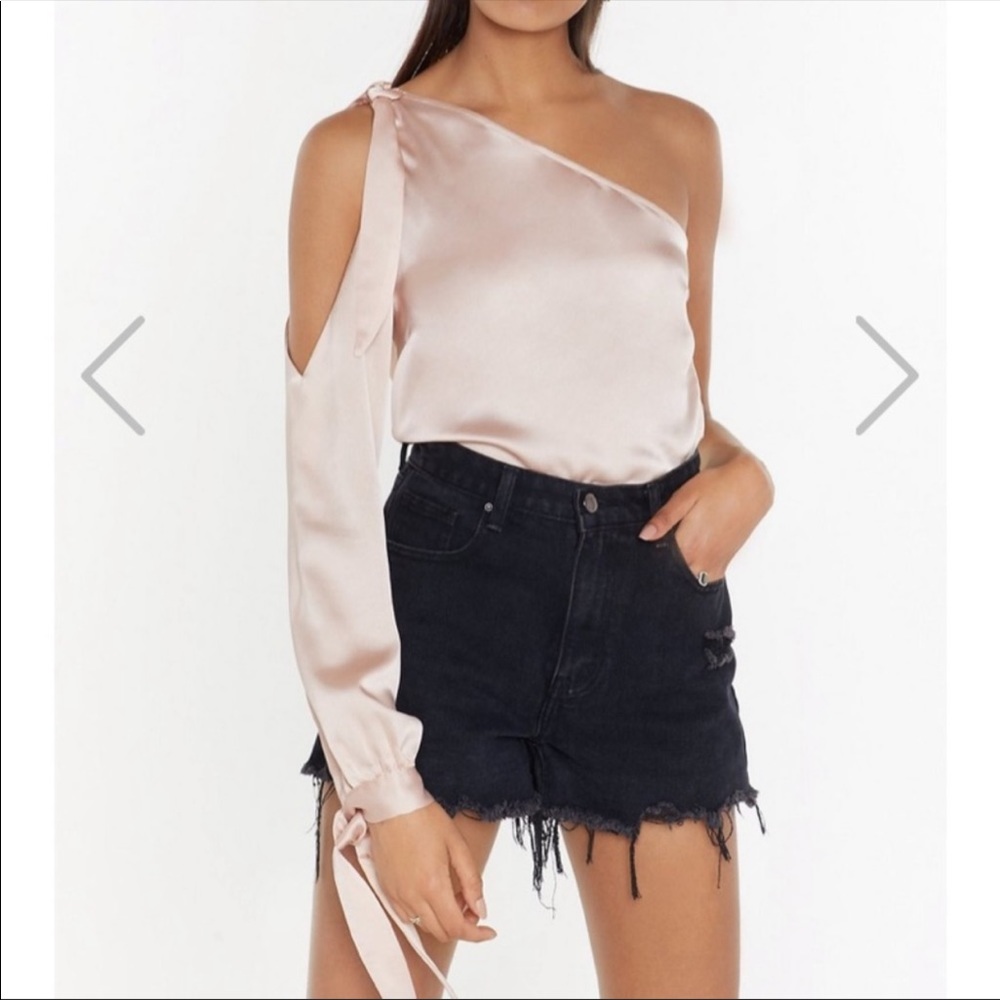 Satin Knot One Shoulder Blouse